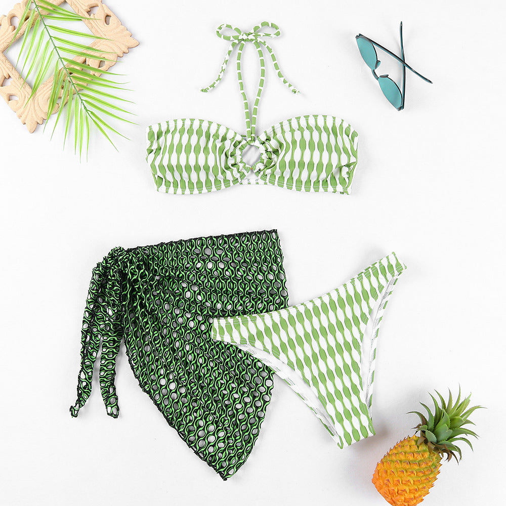 Women's Two-piece Swimsuit Bikini Tube Top Three-piece Suit - Berlure