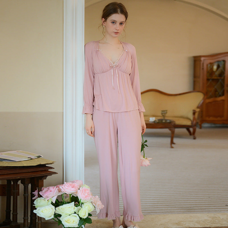 Pure Desire V-neck With Chest Pad Home Wear Two-piece Suit Can Be Worn Outside - Berlure