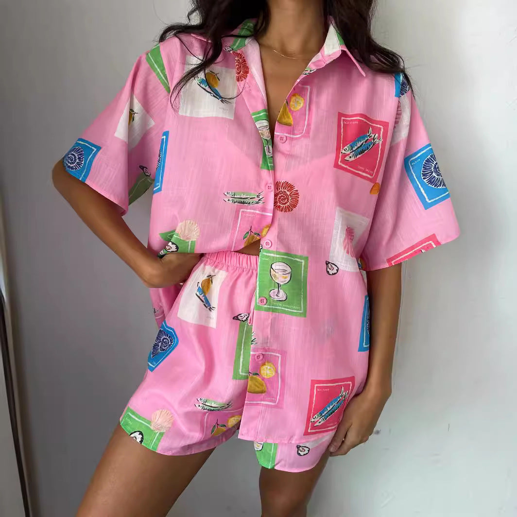 Women's Fashion Casual Printing Home Wear Suit - Berlure