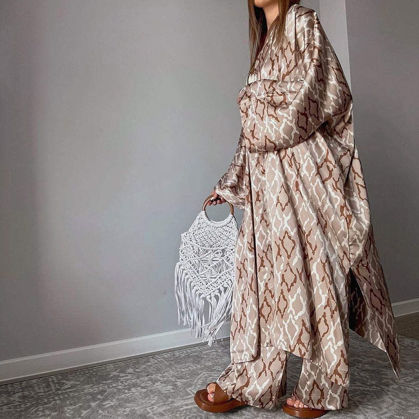 Women's Satin Print Loose Casual Ladies' Homewear - Berlure