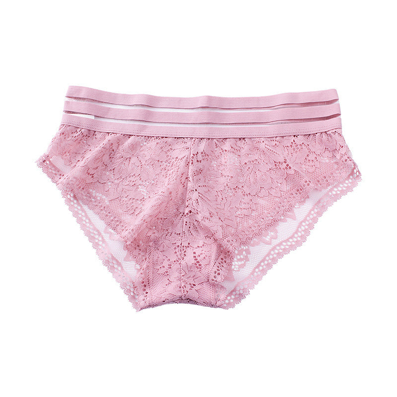 Lace panties hollow transparent mesh cotton - Berlure