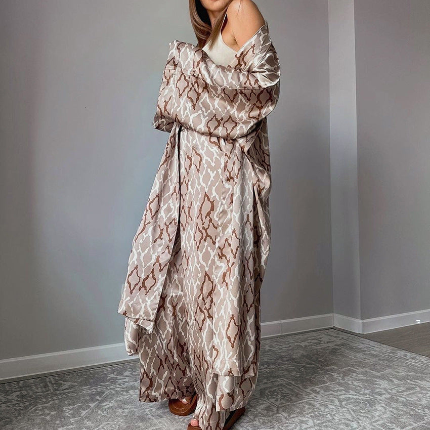 Women's Satin Print Loose Casual Ladies' Homewear - Berlure