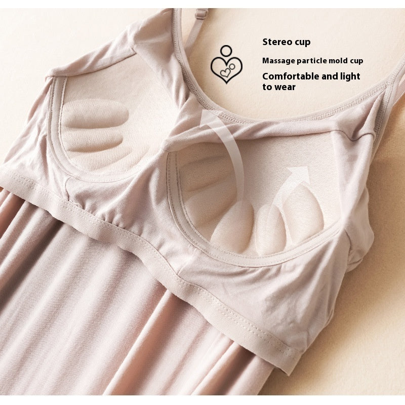 Plus Size Loose Lengthened Plus-sized Maternity Dress Sling Bottoming Shirt With Chest Pad - Berlure