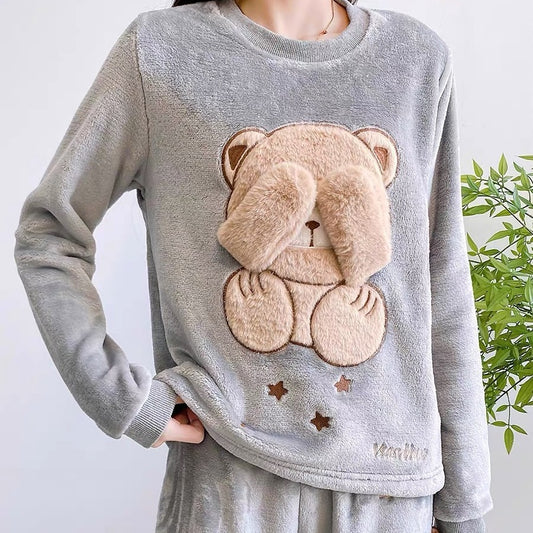 Winter Pajamas Flannel Thickened Warm Two-piece Suit - Berlure