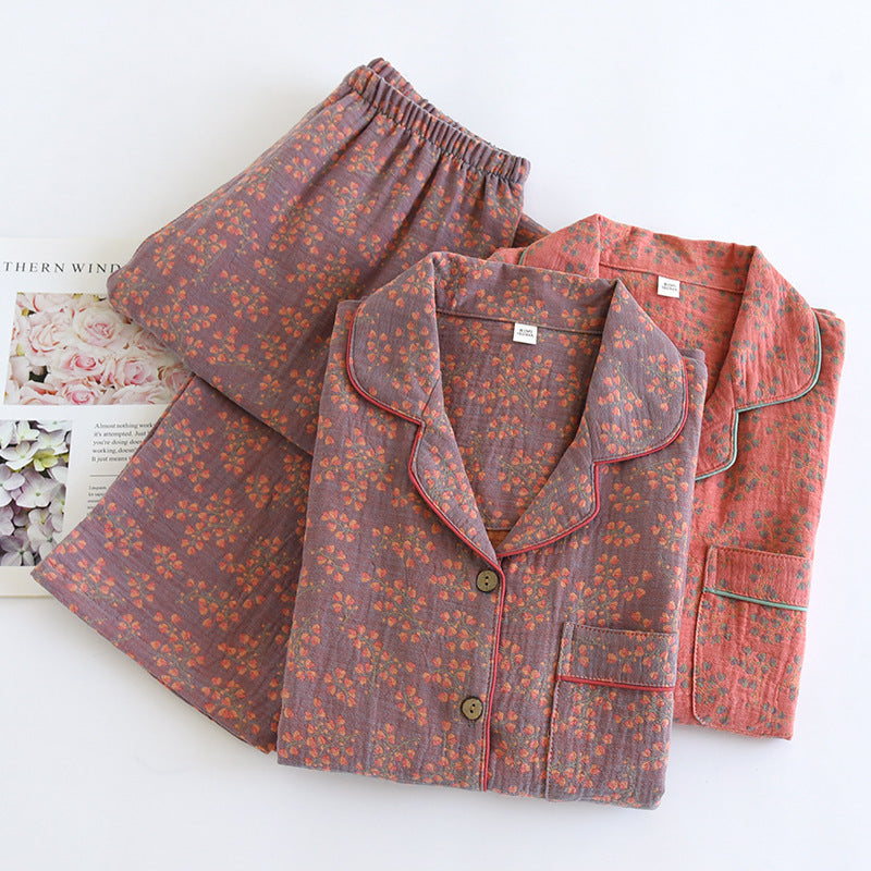 Women's Long Sleeve Lapel Pajamas Simple Cardigan Homewear - Berlure
