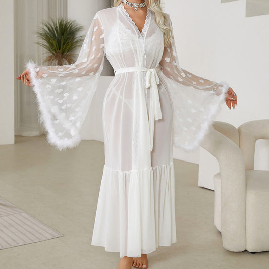 Mesh Lingerie Cardigan Home Outerwear Gown - Berlure