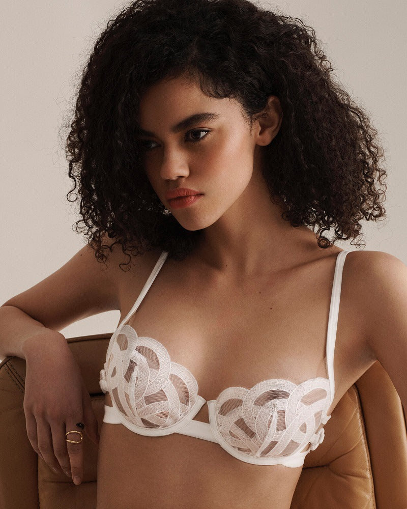 Women's Push Up Bra Ultra-thin Breathable Mesh Embroidery Bra Set - Berlure