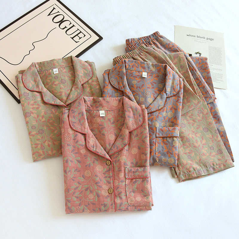 Women's Long Sleeve Lapel Pajamas Simple Cardigan Homewear - Berlure