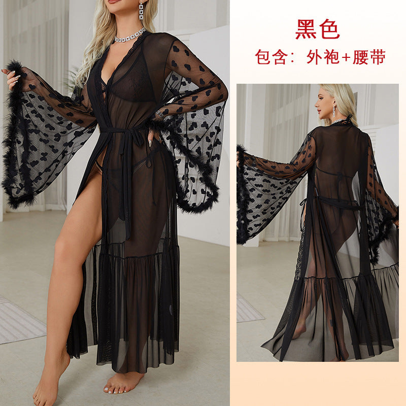 Mesh Lingerie Cardigan Home Outerwear Gown - Berlure