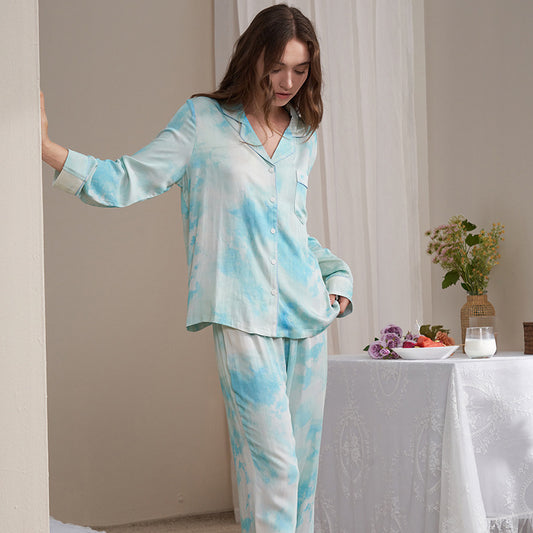 Suit Collar Long-sleeved Trousers Two-piece Homewear - Berlure