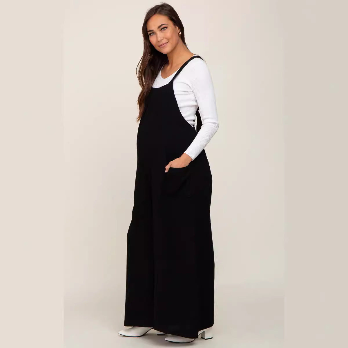 Black Wide Leg Lace-up Maternity Office wear | Berlure
