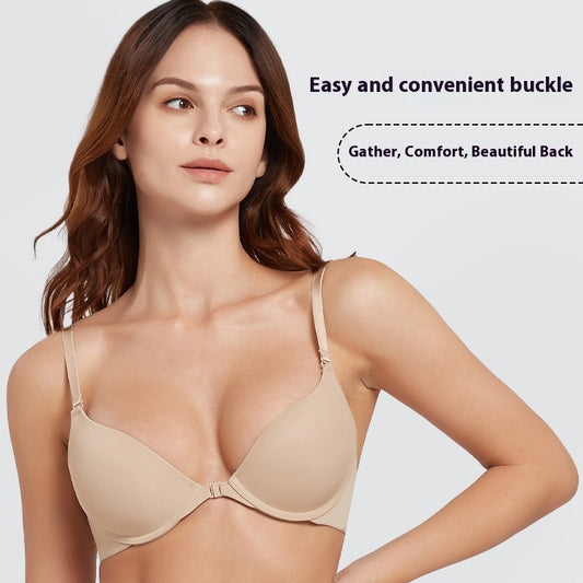 Women's Front Button Push Up And Anti-sagging Chest Bra
