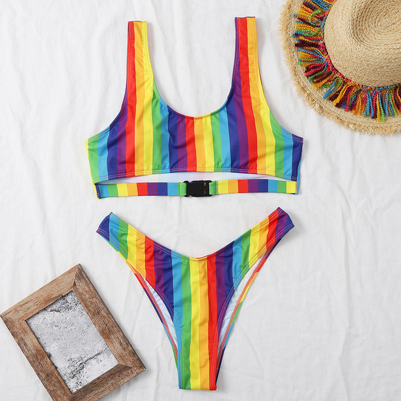 Split Rainbow Bar Women's Bikini - Berlure