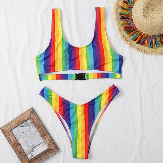 Split Rainbow Bar Women's Bikini - Berlure