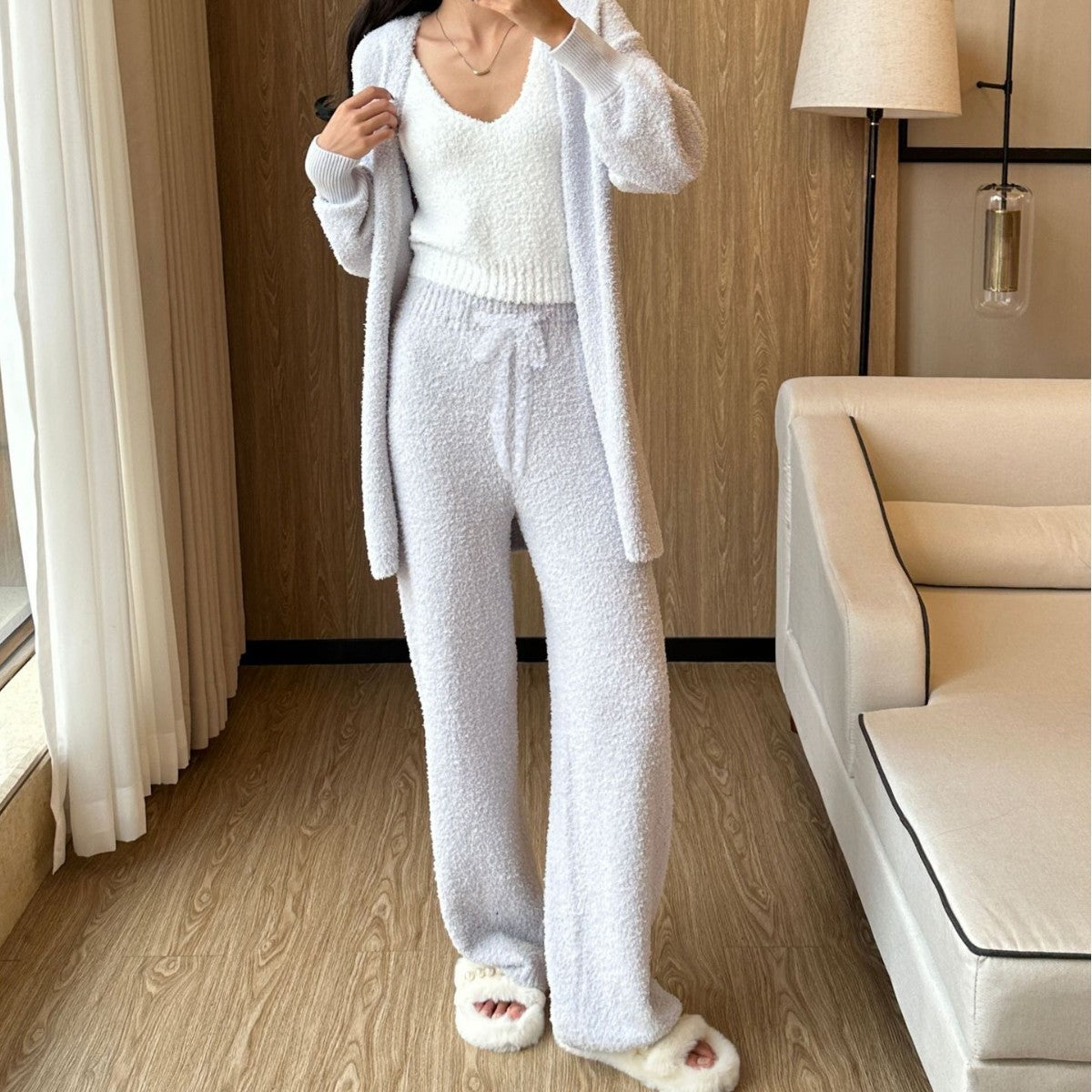 Home Wear Women's Half Velvet Thick Loose Pajamas Suit - Berlure