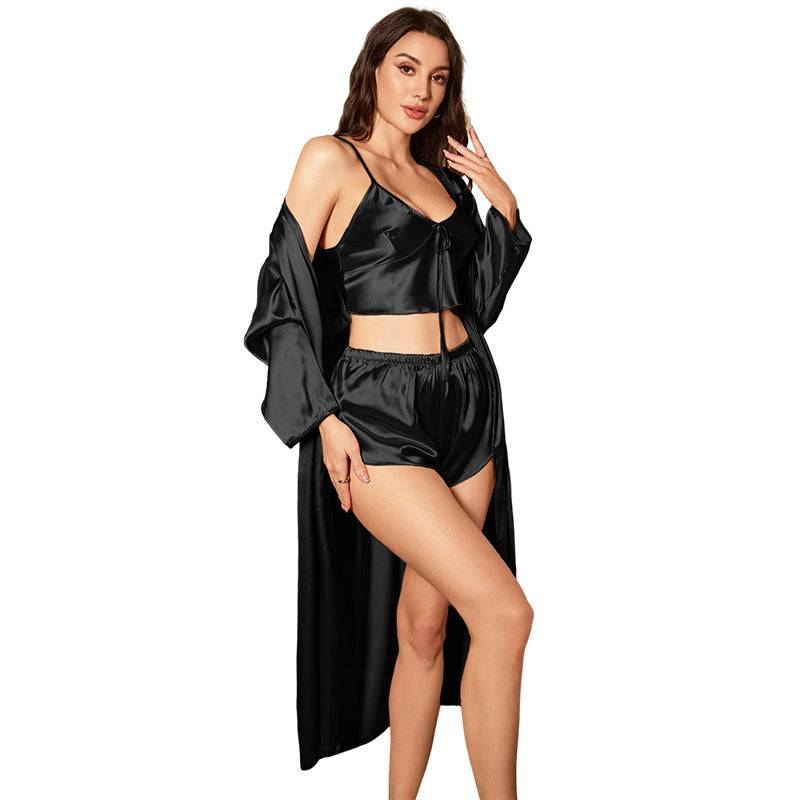 Spring Summer Sexy Women's Homewear Suspender Shorts Three-piece Suit - Berlure