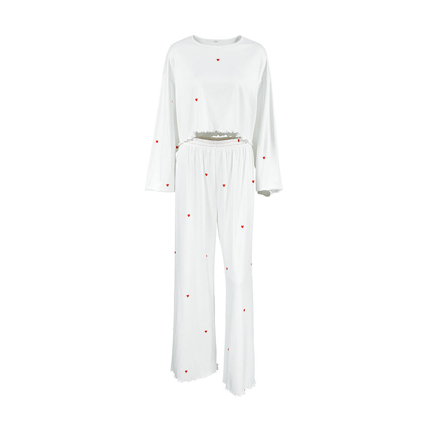Autumn Knitted Ladies' Sleepwear Fashion Heart Printing - Berlure