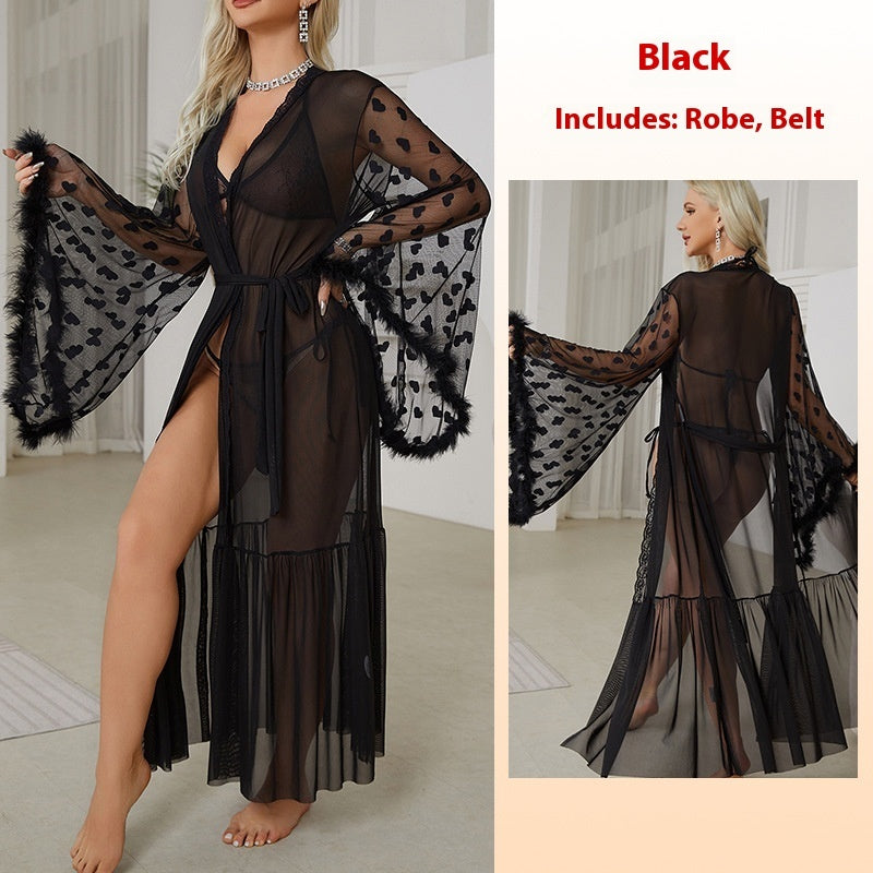 Mesh Lingerie Cardigan Home Outerwear Gown - Berlure