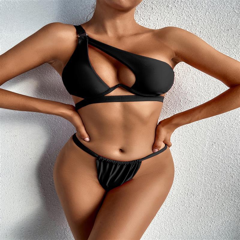 Solid Color Swimsuit Split Swimsuit - Berlure