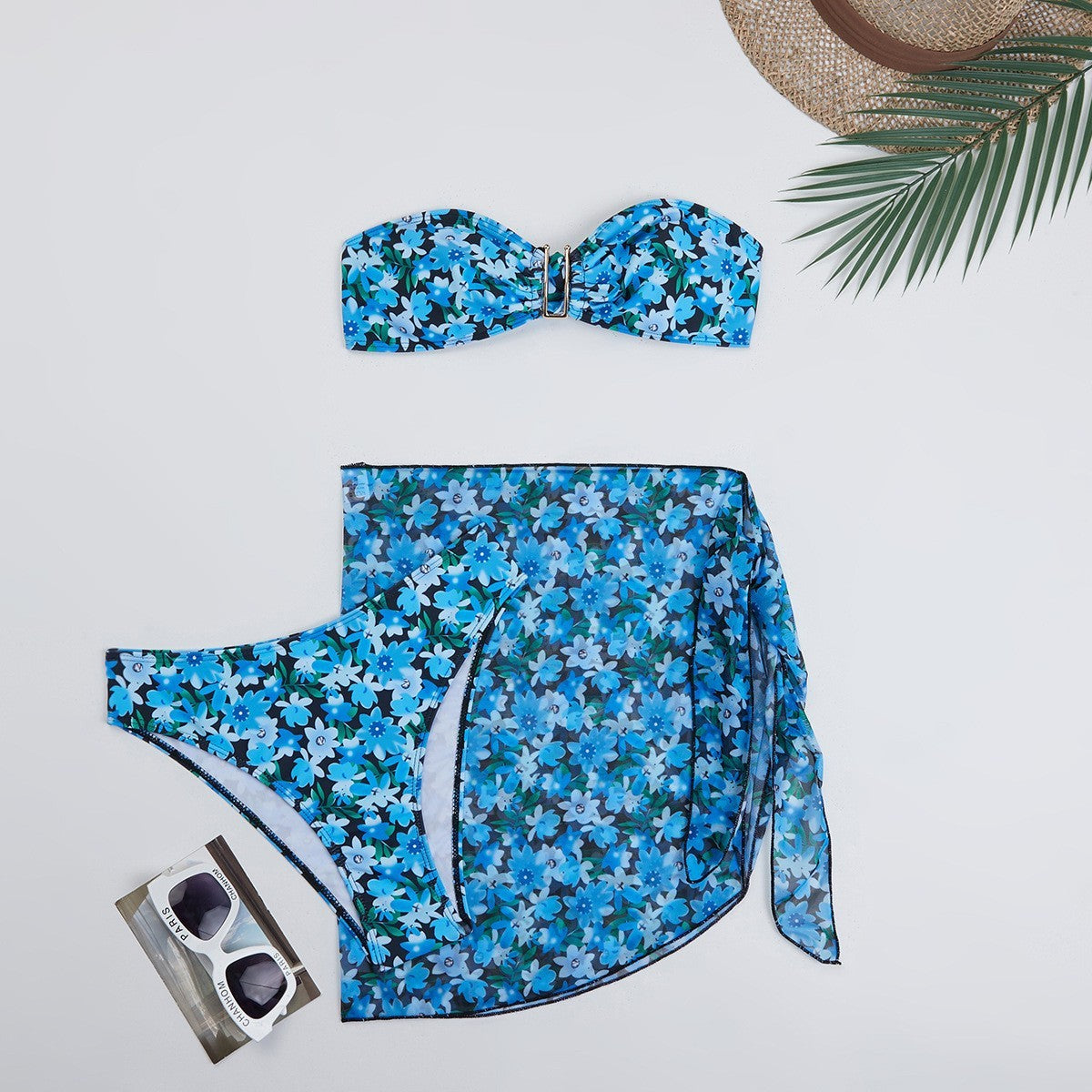 Swimwear Women's Split Metal U-shaped Three-piece Set - Berlure