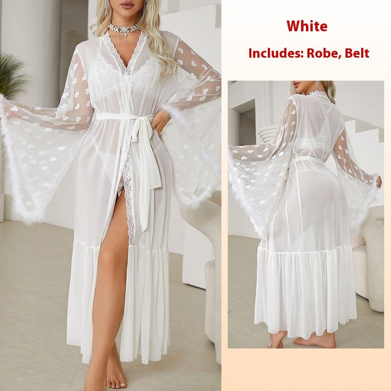 Mesh Lingerie Cardigan Home Outerwear Gown - Berlure