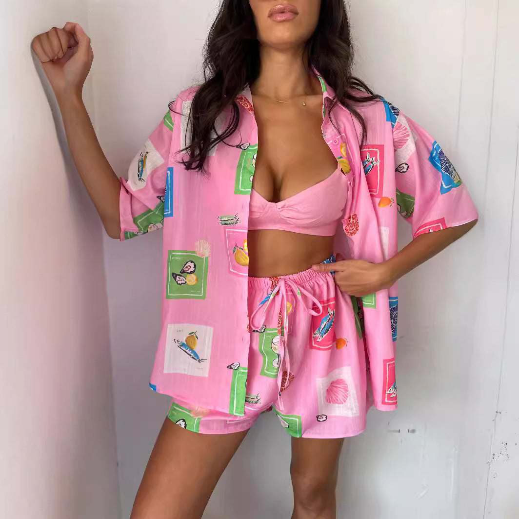 Women's Fashion Casual Printing Home Wear Suit - Berlure
