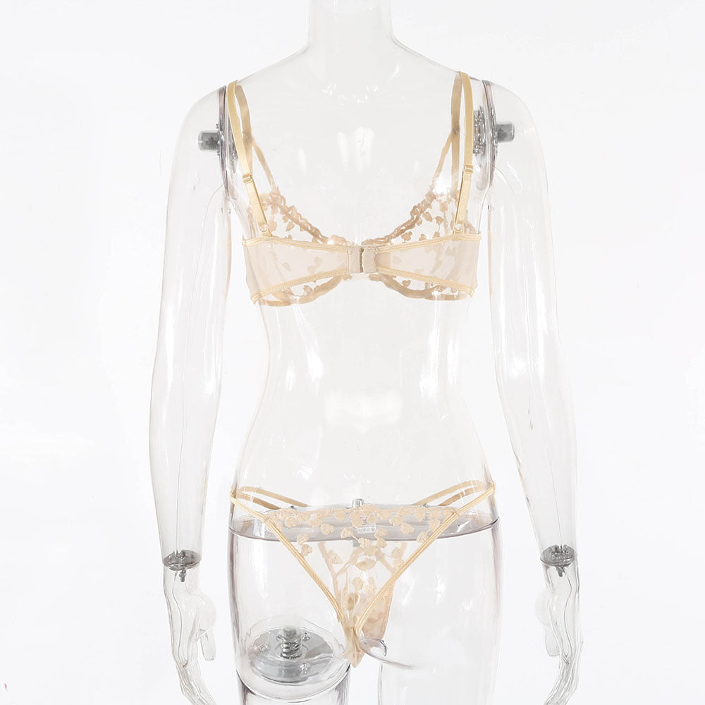 European And American Women's Crochet Lace Perspective Bow Lingerie - Berlure