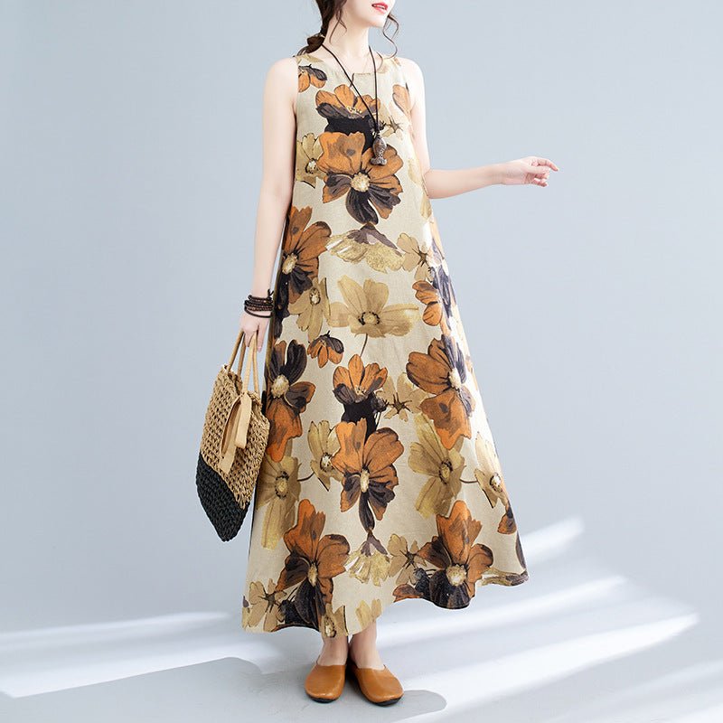 Bohemian Maternity Maxi Dress Sleeveless Round Neck | Maternity wear | Berlure