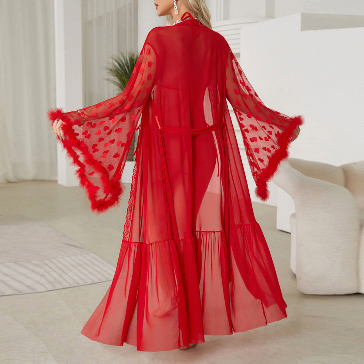 Mesh Lingerie Cardigan Home Outerwear Gown - Berlure