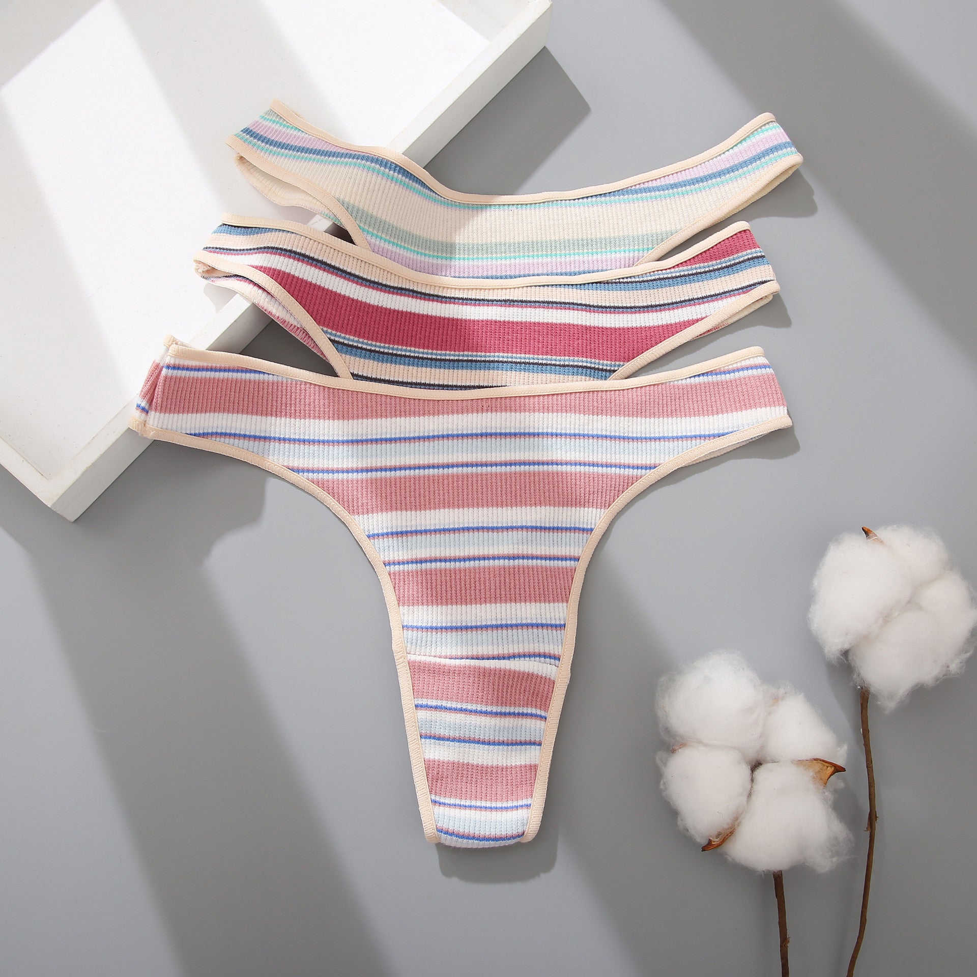 Cotton Thong Striped Color Panties | Lingerie | Berlure