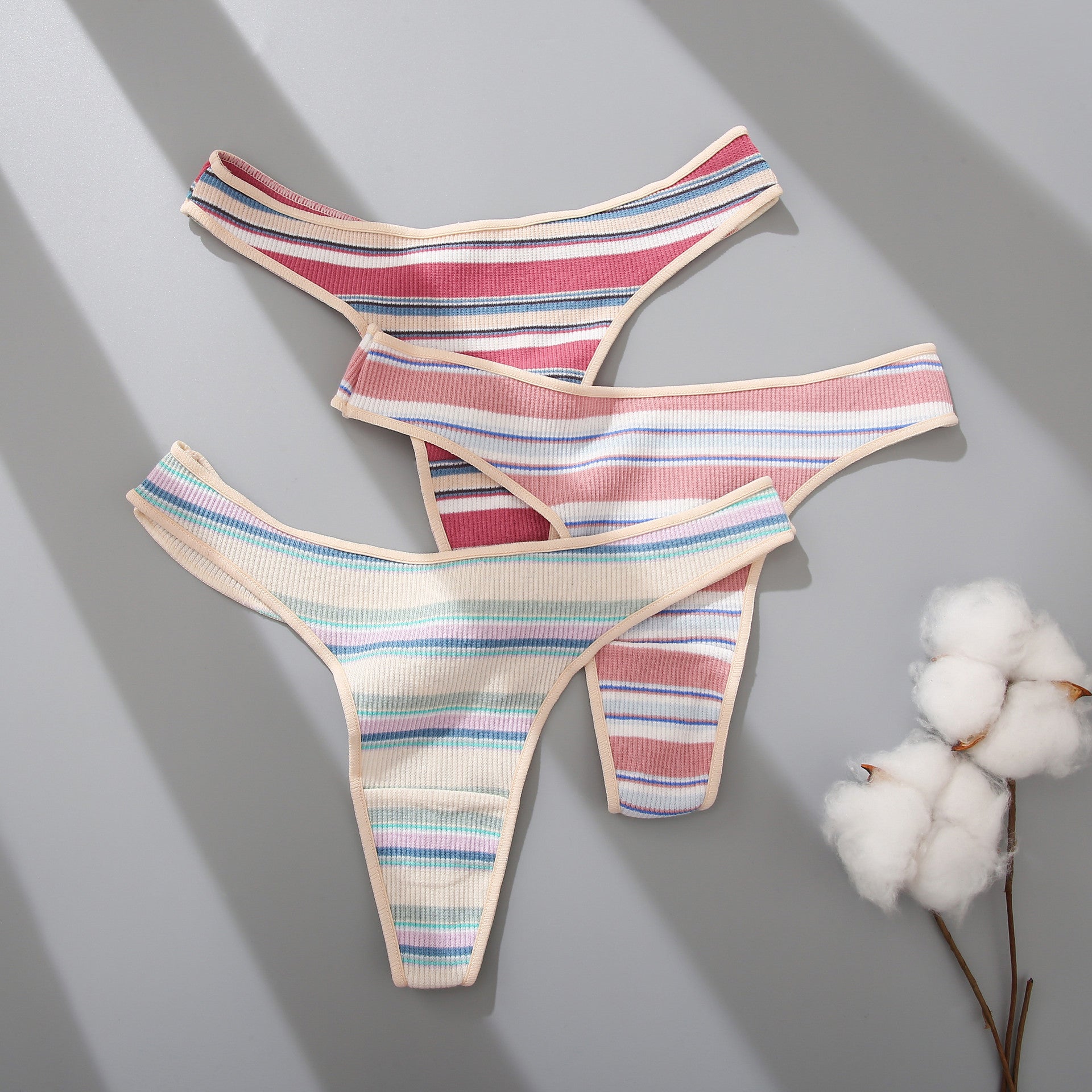 Cotton Thong Striped Color Panties | Lingerie | Berlure