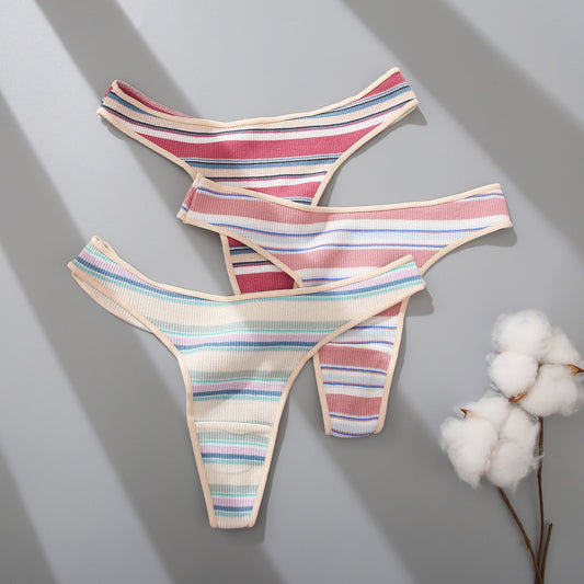 Cotton Thong Striped Color Panties | Lingerie | Berlure
