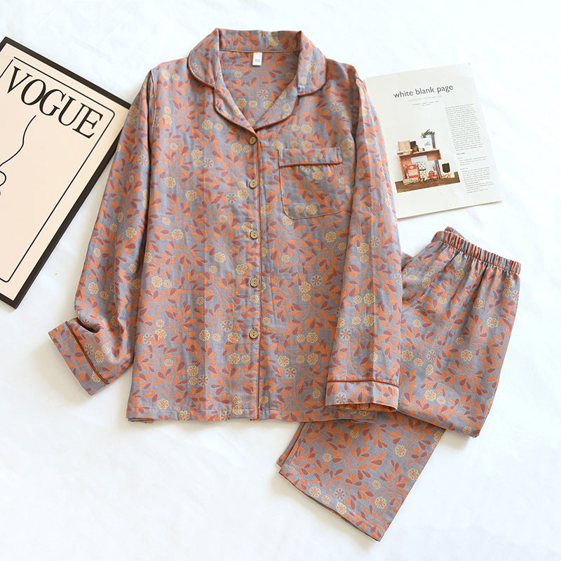 Women's Long Sleeve Lapel Pajamas Simple Cardigan Homewear - Berlure
