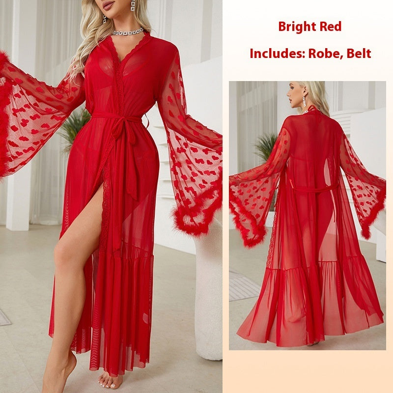 Mesh Lingerie Cardigan Home Outerwear Gown - Berlure
