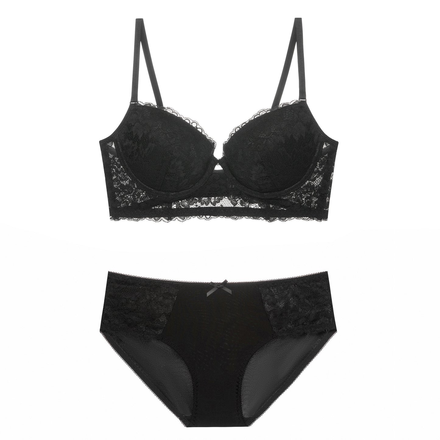 Thin Summer Lace Ultra Thin Anti Drop Small Bra Set - Berlure