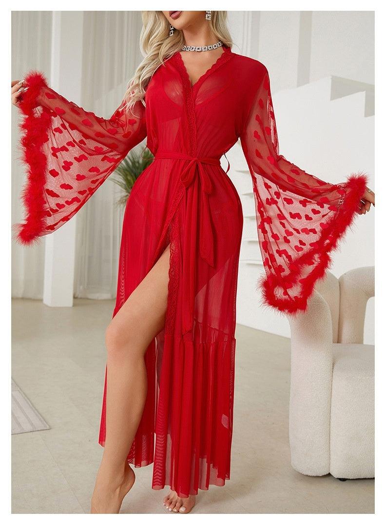 Mesh Lingerie Cardigan Home Outerwear Gown - Berlure