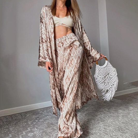 Women's Satin Print Loose Casual Ladies' Homewear - Berlure