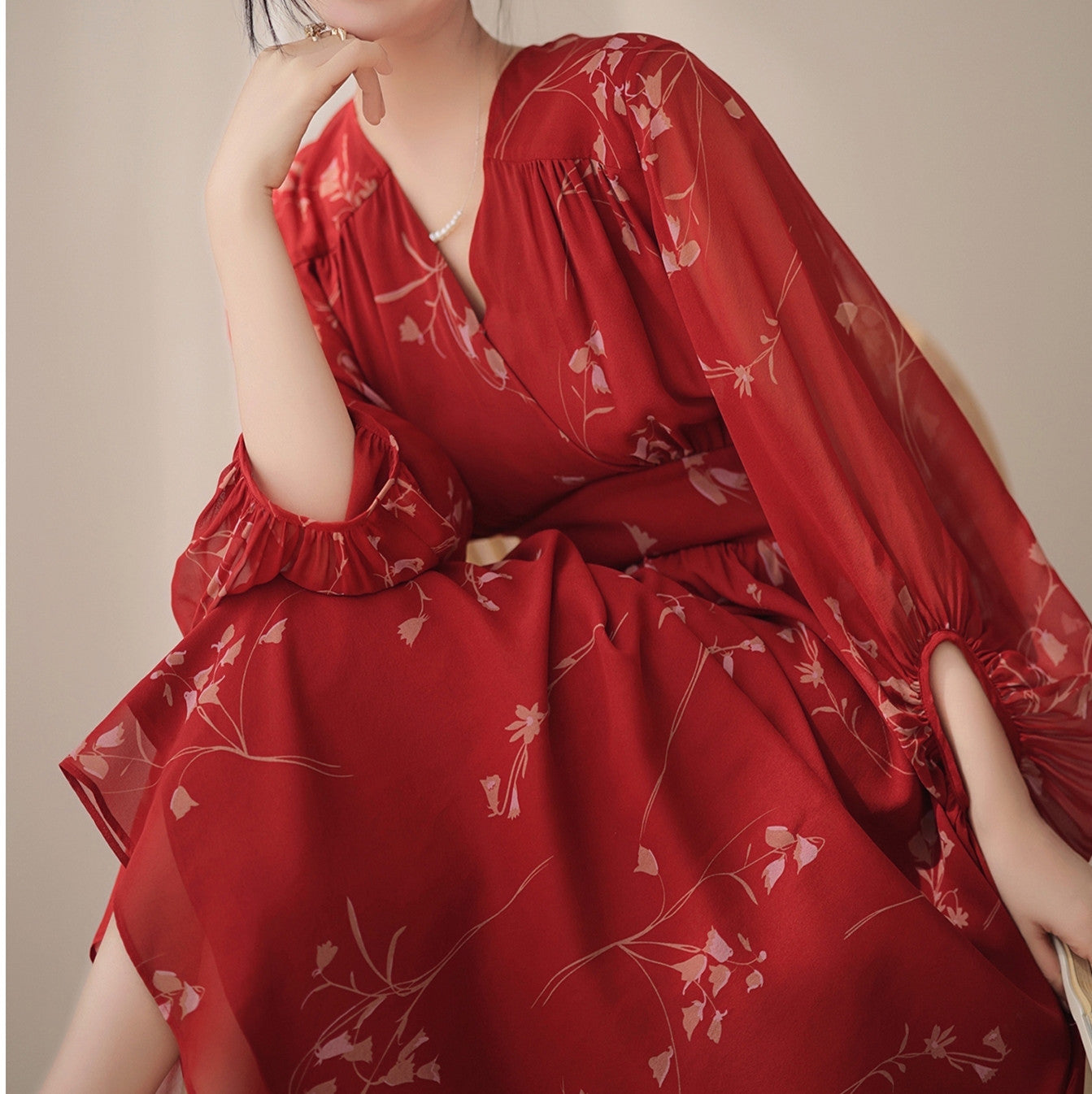 French Silk Loose Maternity Maxi Chiffon Dress - Berlure
