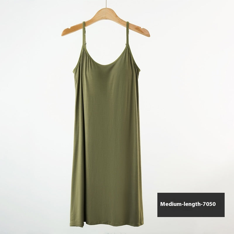 Plus Size Loose Lengthened Plus-sized Maternity Dress Sling Bottoming Shirt With Chest Pad - Berlure