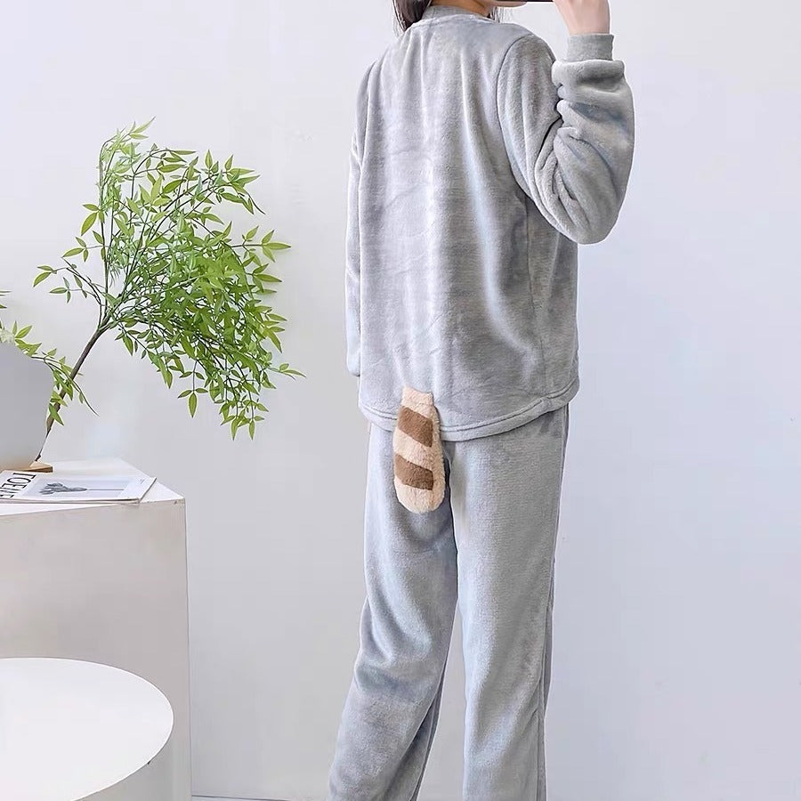 Winter Pajamas Flannel Thickened Warm Two-piece Suit - Berlure