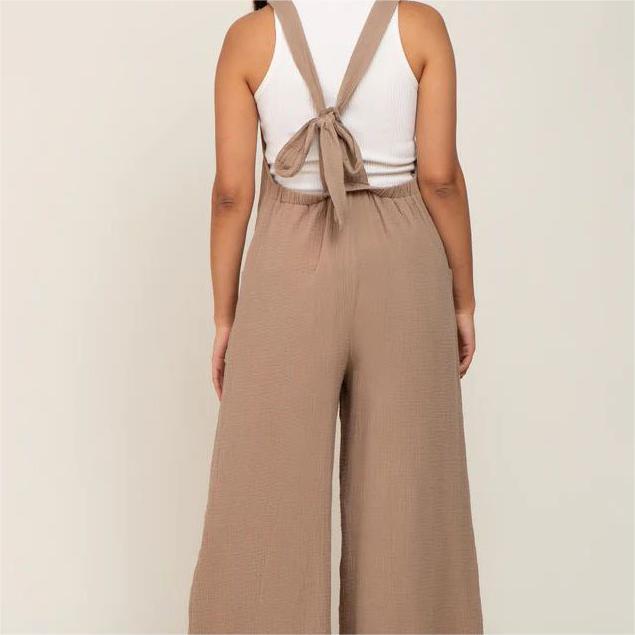 Beige Wide Leg Lace-up Maternity Office wear | Berlure