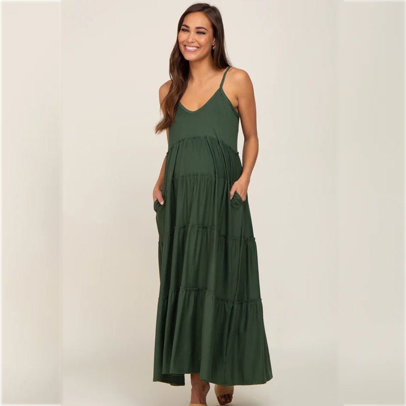 Green Suspenders Ruffled Layered Maternity Dress | Lingerie | Berlure