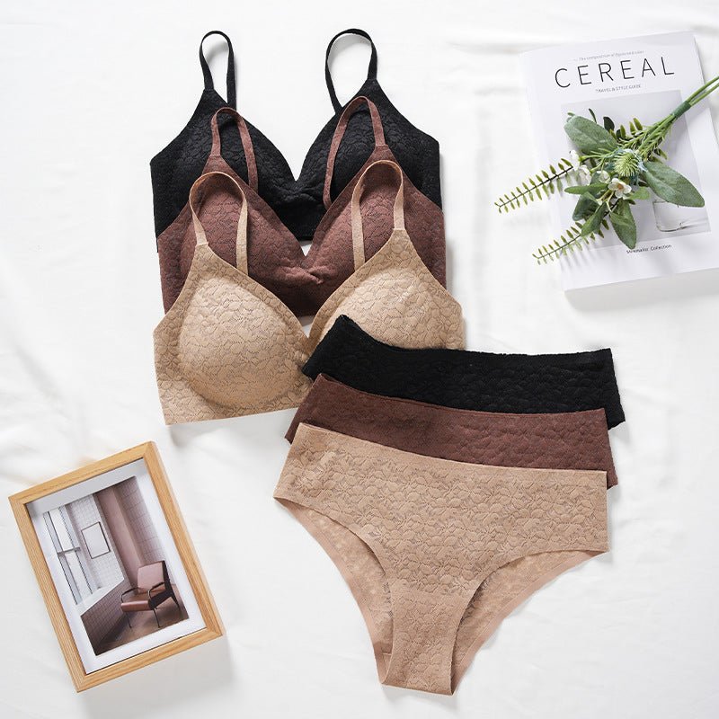 Sexy Lei French Silk Underwear Women's Pure Desire Style Lace Push Up Small Breasts No Steel Ring Bra Panties Set | Lingerie | Berlure