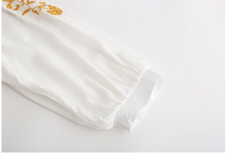 V - neck Embroidered Maternity Long Skirt Dress | Maternity wear | Berlure