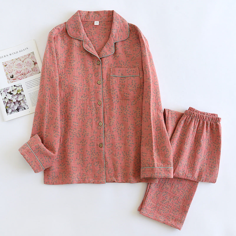 Women's Long Sleeve Lapel Pajamas Simple Cardigan Homewear - Berlure