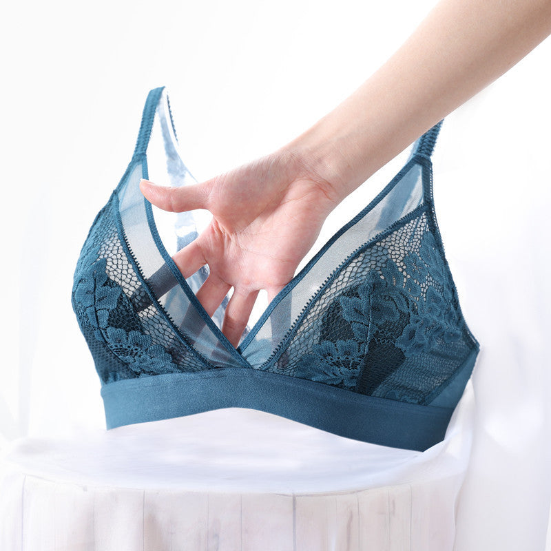 French Triangle Cup Bra Sexy Lace Ultra-thin Bra - Berlure